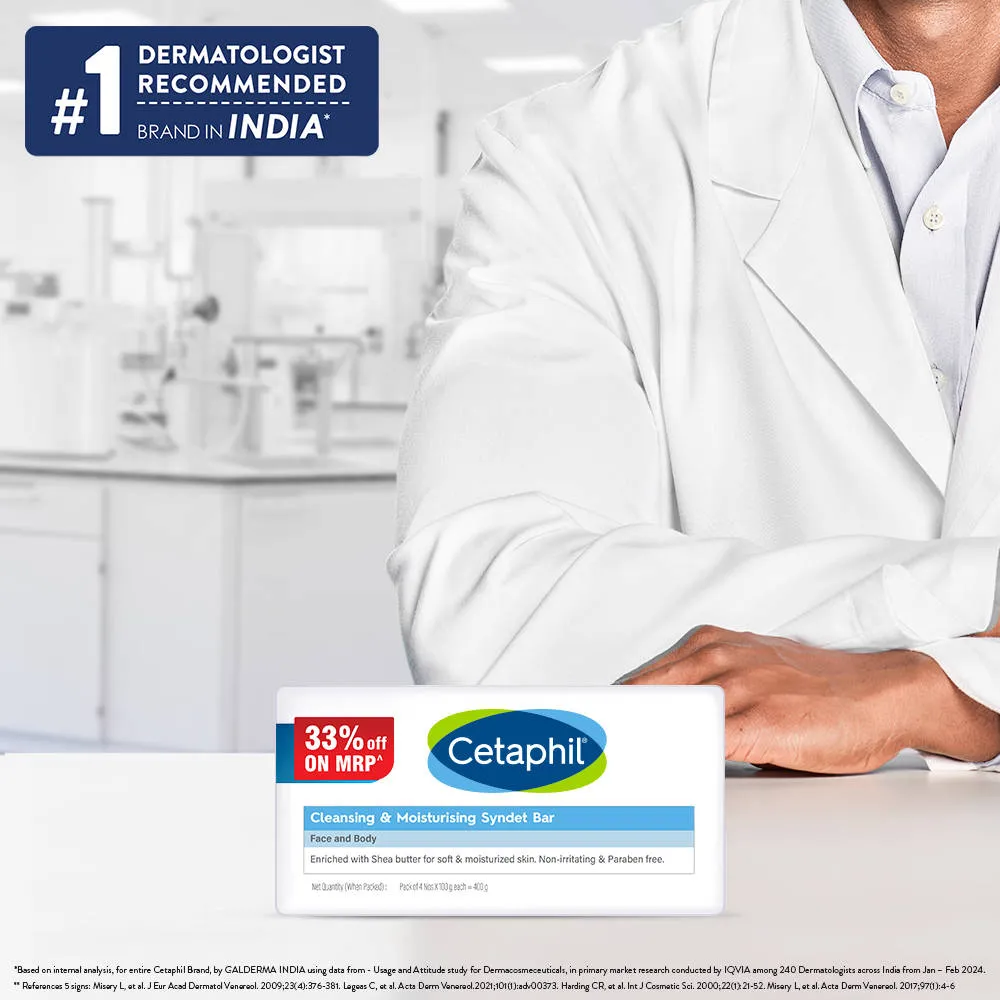 Cetaphil Cleansing Moisturising Syndet Bar With Shea Butter For Dry, Sensitive Skin