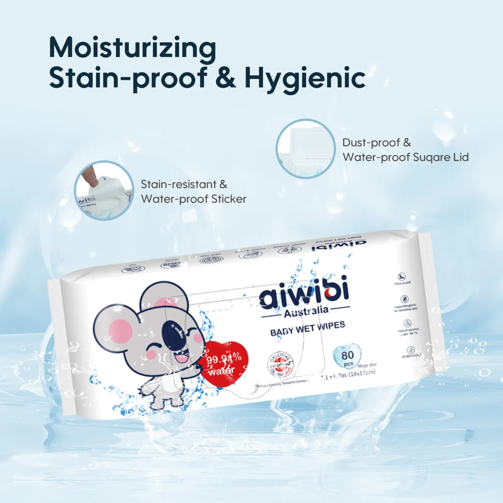 Aiwibi 99.91% Pure Water Wipes 80Pcs