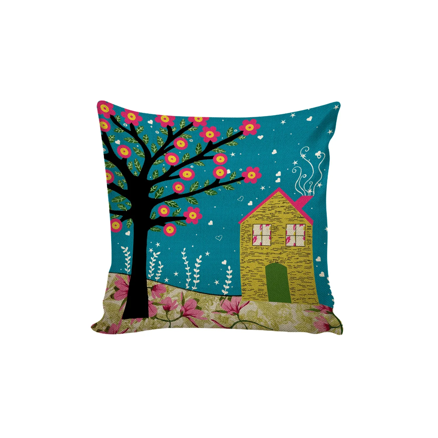 Digital Printed Cushion Cover (Floral Printed, Pack of 5)
