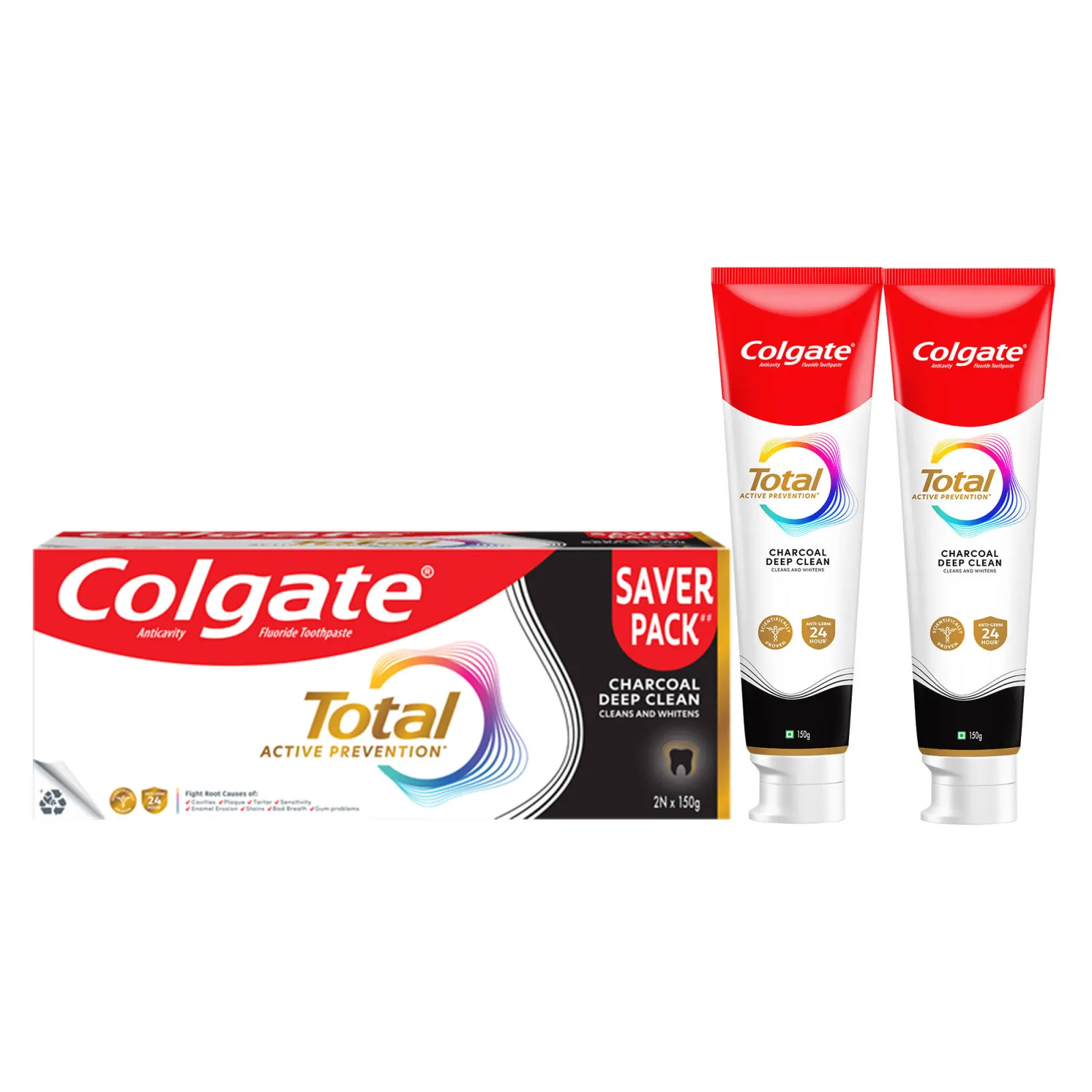 Colgate Total Charcoal Deep Clean Antibacterial Toothpaste Whole Mouth Health Combo