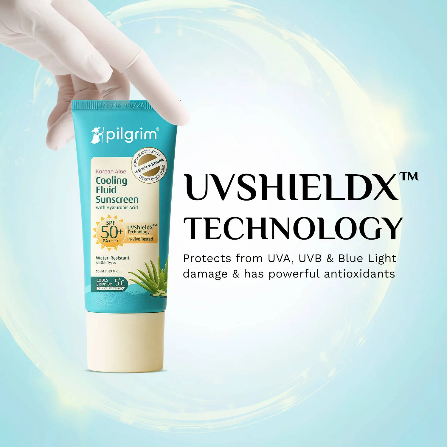 Pilgrim Korean Aloe Cooling Fluid Sunscreen SPF 50+ PA++++ With Hyaluronic Acid