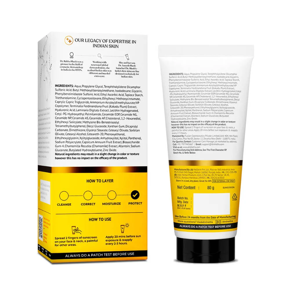 Dr. Sheth's Ceramide & Vitamin C Sunscreen SPF 50+ PA++++ In-Vivo Tested for Bright Skin