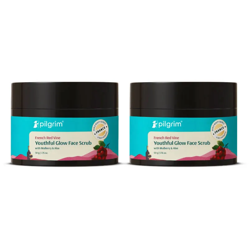 Pilgrim Red Vine Face Scrub - Gently Exfoliates & Even Skin Tone - Youthful Glow Pack of 2