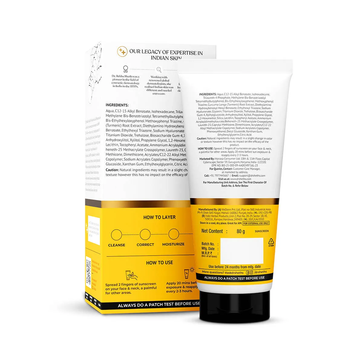 Dr. Sheth'S Haldi & Hyaluronic Acid Sunscreen Spf 50+ Pa+++ For All Skin Type