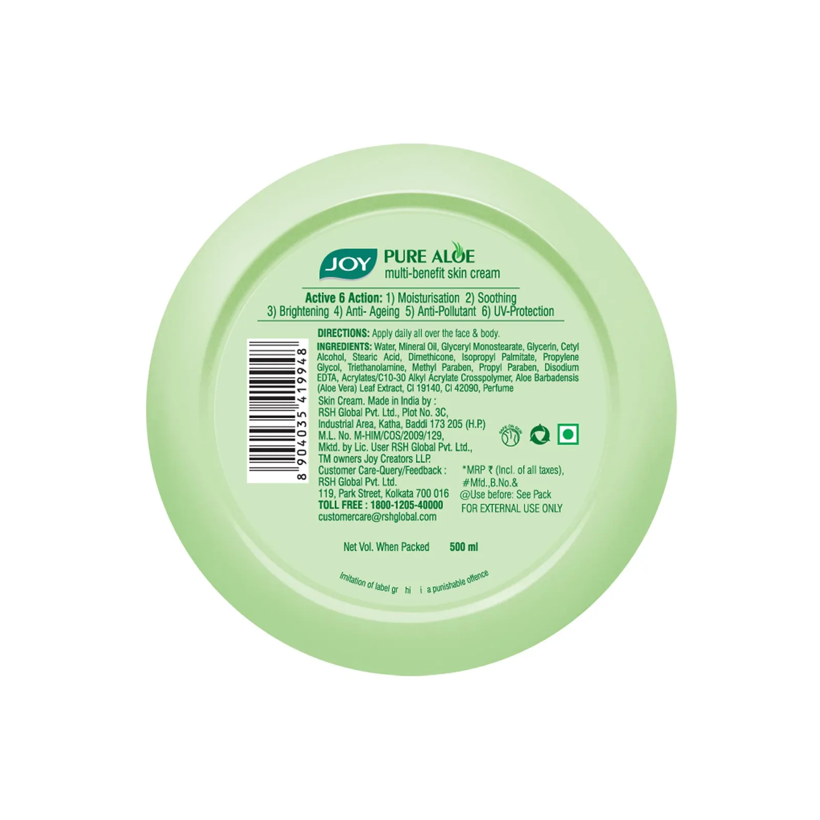 Joy Pure Aloe Vera Light Moisturizer Skin Cream for Face & Body For 48 Hrs Moisturization