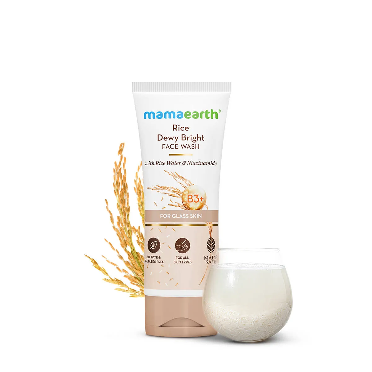 Mamaearth Rice Face Wash With Rice Water & Niacinamide for Glass Skin