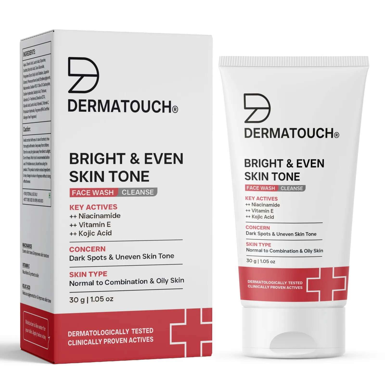 Dermatouch Bright & Even Skin Tone Face Wash for Dark Spots & Uneven Skin Tone 30g