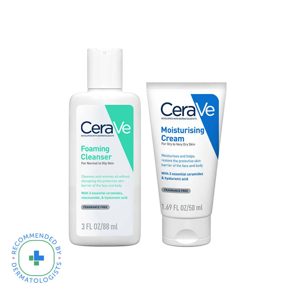 CeraVe Facewash & Moisturizer Combo with Ceramides - Daily Skincare Routine For Normal To Oily Skin