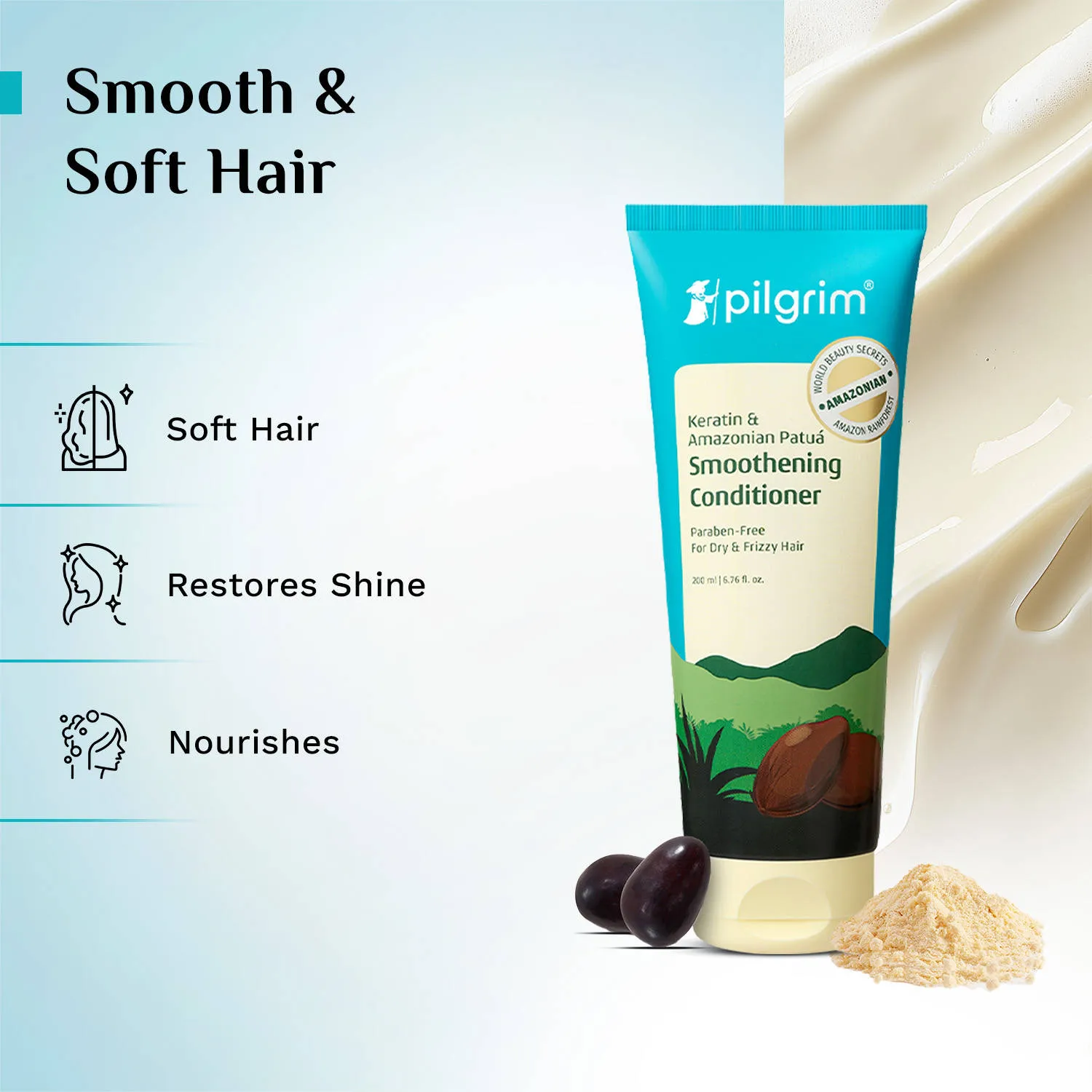 Pilgrim Patua Smoothening Combo Patua Shampoo & Conditioner for Soft & Smooth Hair, Frizz Free