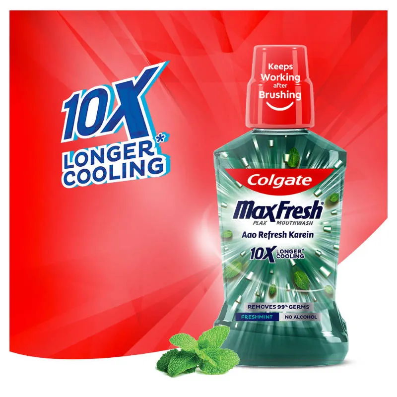 Colgate Maxfresh Plax Antibacterial Mouthwash, Fresh Mint