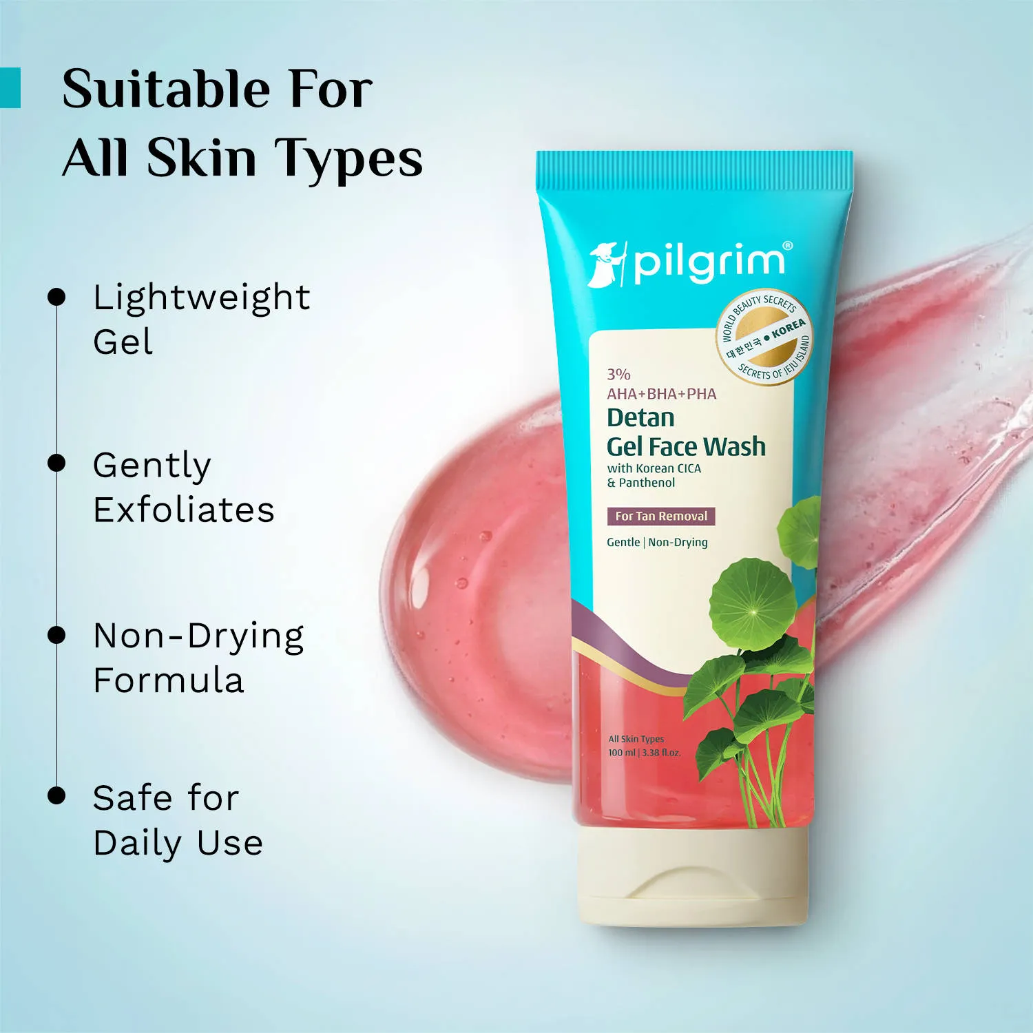 Pilgrim 3% AHA + BHA + PHA Tan Removal Gel Face Wash