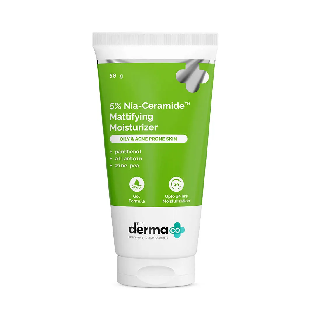 The Derma Co 5% Nia-Ceramide Mattifying Moisturizer for Oily & Acne Prone Skin 100g