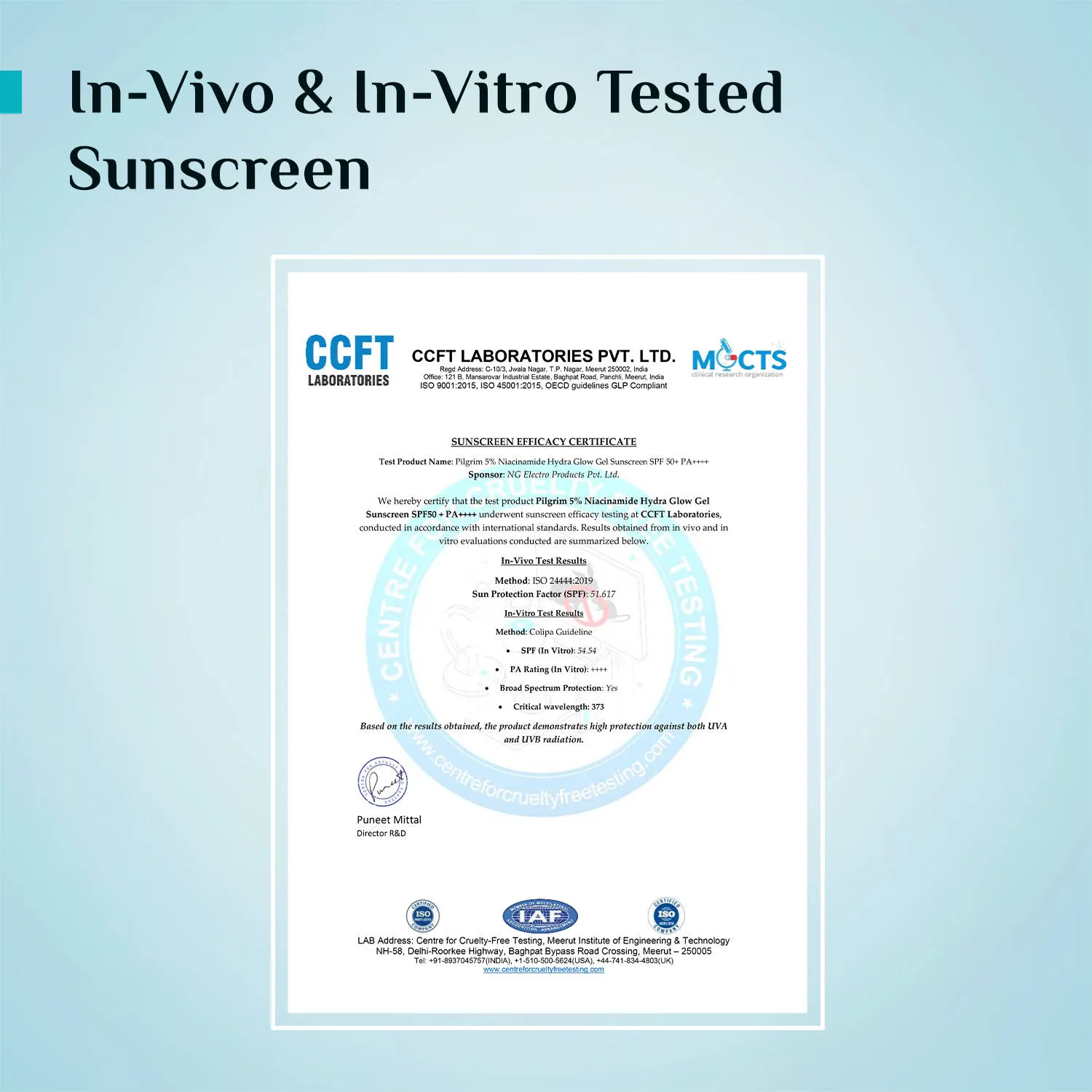 Pilgrim 5% Niacinamide Hydra Glow Gel Sunscreen SPF 50+ PA++++ In-Vivo tested & New Gen UV filter