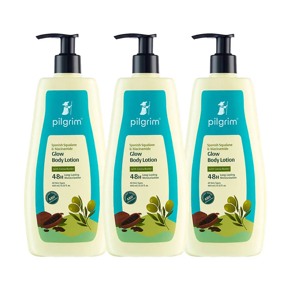 Pilgrim Spanish Squalane & Niacinamide Glow Body Lotion with Cocoa Butter - Pack of 3