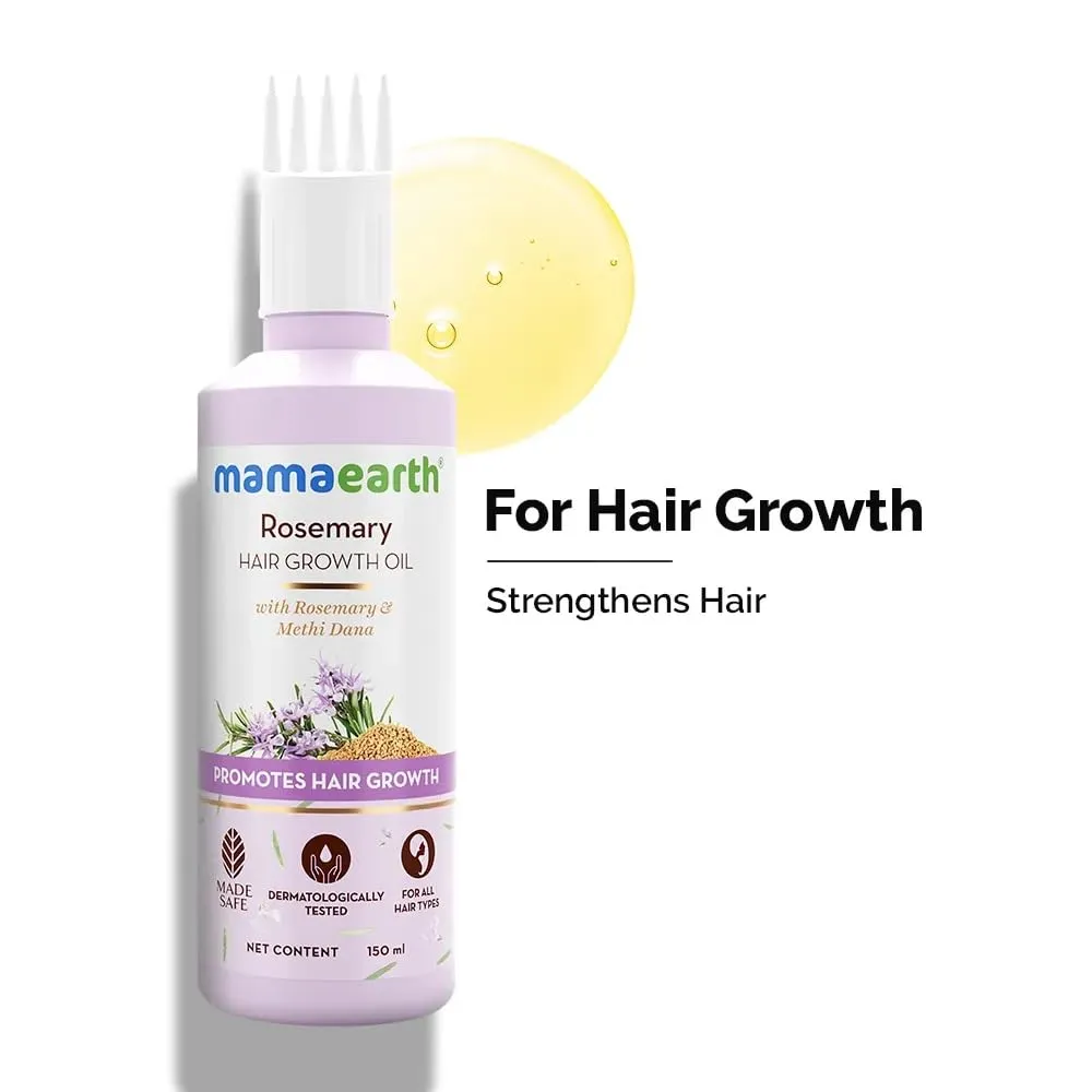 Mamaearth Rosemary Shampoo & Hair Oil Combo Reduces Hair Fall & Boosts Growth with Methi Dana