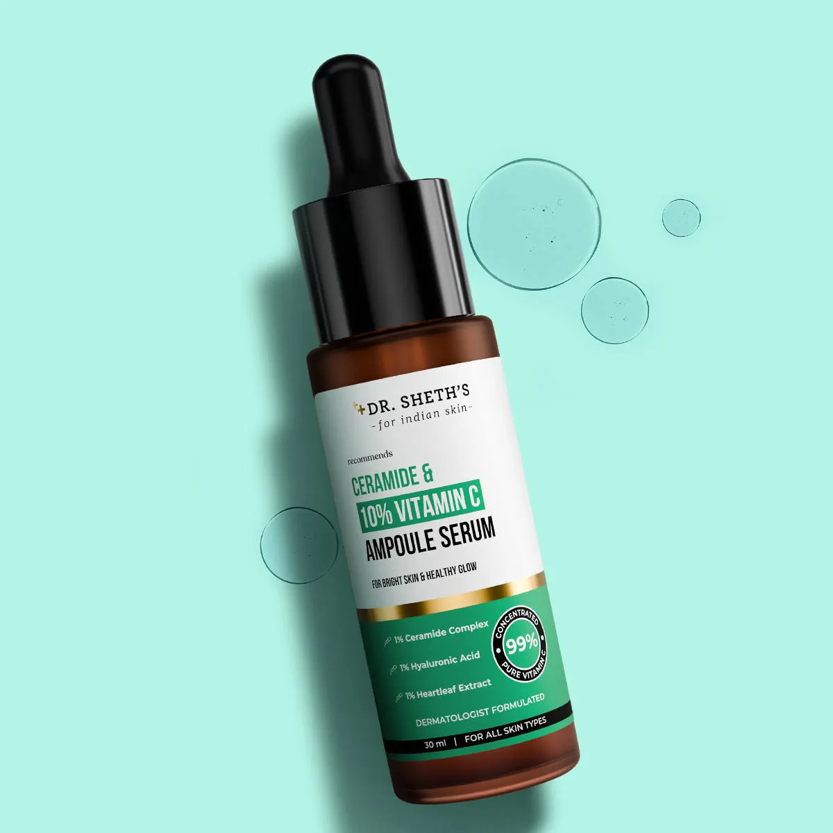 Dr. Sheth's Non-Irritating Ceramide & 10% Vitamin C Ampoule Serum For All Skin Types