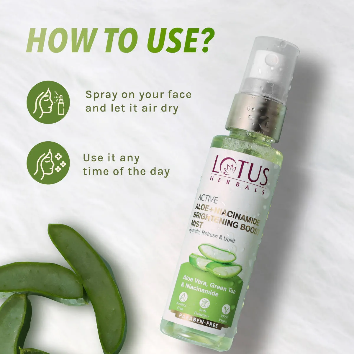 Lotus Herbals Active Aloe + Niacinamide Brightening Boost Mist
