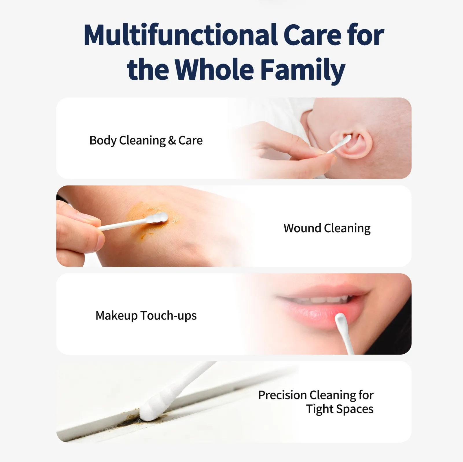 Aiwibi Cotton Swabs (Spiral + Spoon Shape) 200pcs