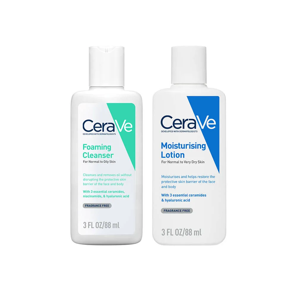 CeraVe Facewash & Moisturizing Lotion Combo with Ceramides Skincare Routine for Normal to Oily Skin
