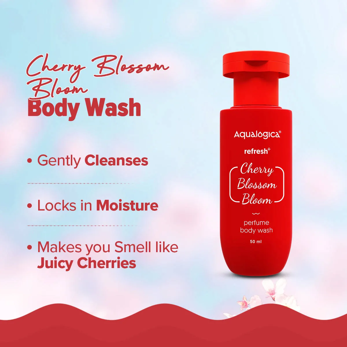 Aqualogica Refresh+ Cherry Blossom Perfume Body Wash, Mist & Gel Moisturizer Gift Set