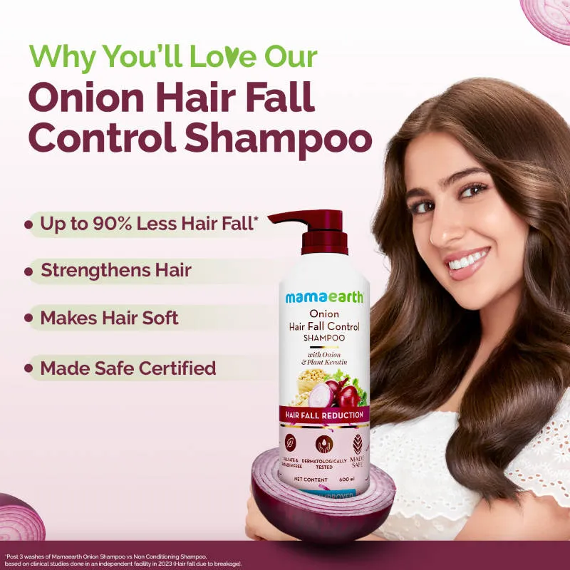 Mamaearth Onion Shampoo For Hair Growth & Hair Fall Control With Onion & Plant Keratin