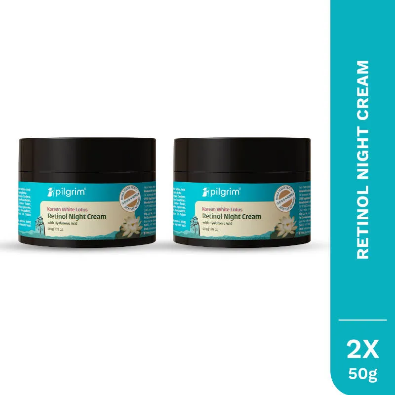 Pilgrim Korean White Lotus Retinol AntiAgeing Night Cream Enchance Skin Radiance- Pack of 2