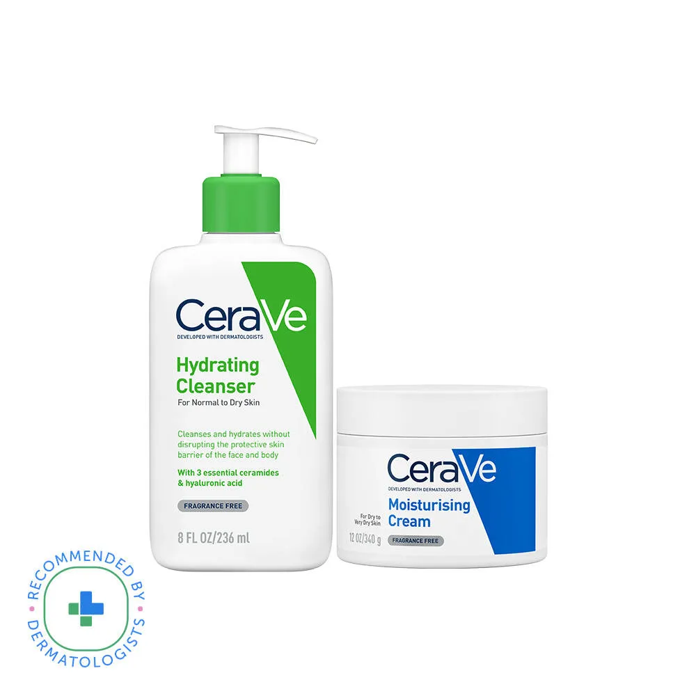 CeraVe Facewash & Moisturizer Combo with Ceramides - Daily Skincare Routine for Normal To Dry Skin