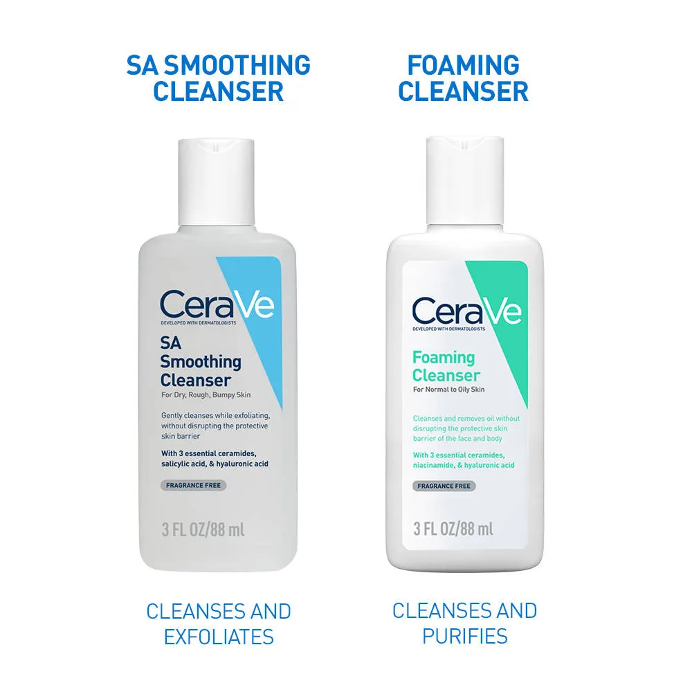CeraVe SA Smoothing Cleanser For Dry, Rough & Bumpy Skin, Face Wash With Salicylic Acid & Ceramides