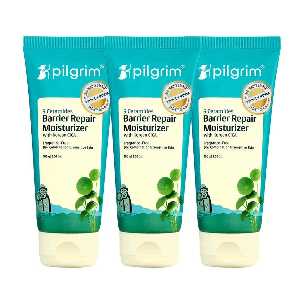 Pilgrim 5 Ceramides Barrier Repair Moisturizer with Korean Cica Lightweight & Non-Sticky - Pack of 3