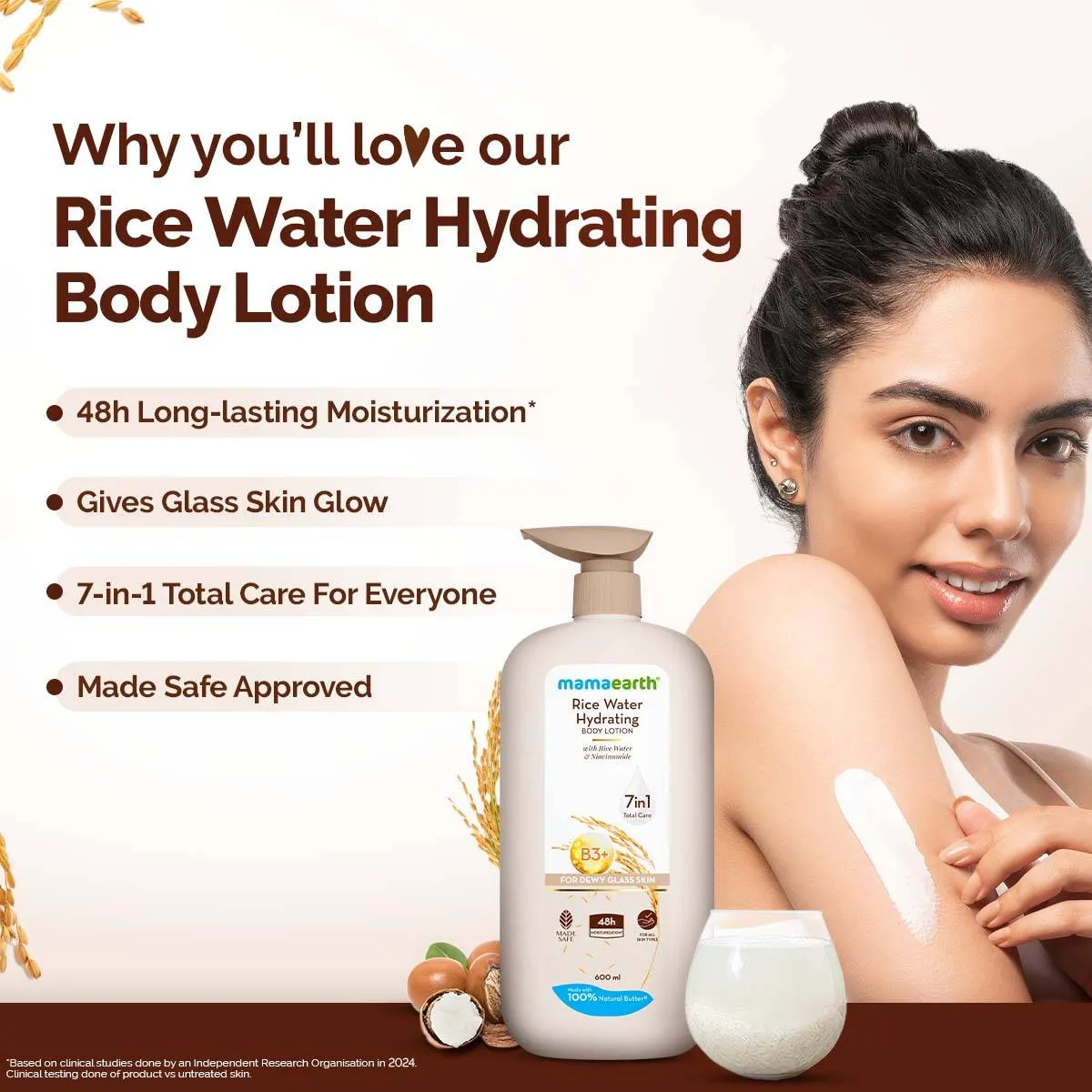 Mamaearth Rice Water Hydrating Body Lotion With Rice Water & Niacinamide For Dewy Glass Skin