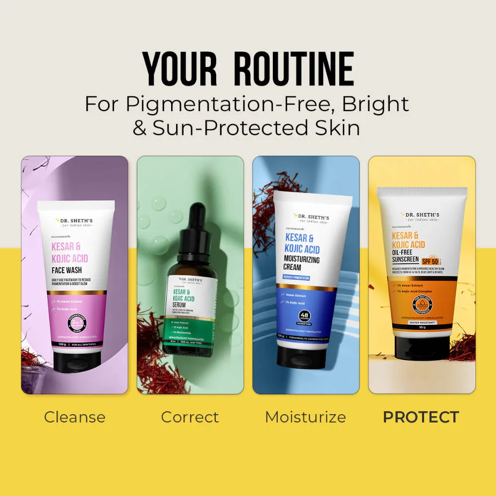 Dr. Sheth's Kesar & Kojic Oil-Free Sunscreen SPF 50+ PA++++ In-Vivo Tested For Pigmentation