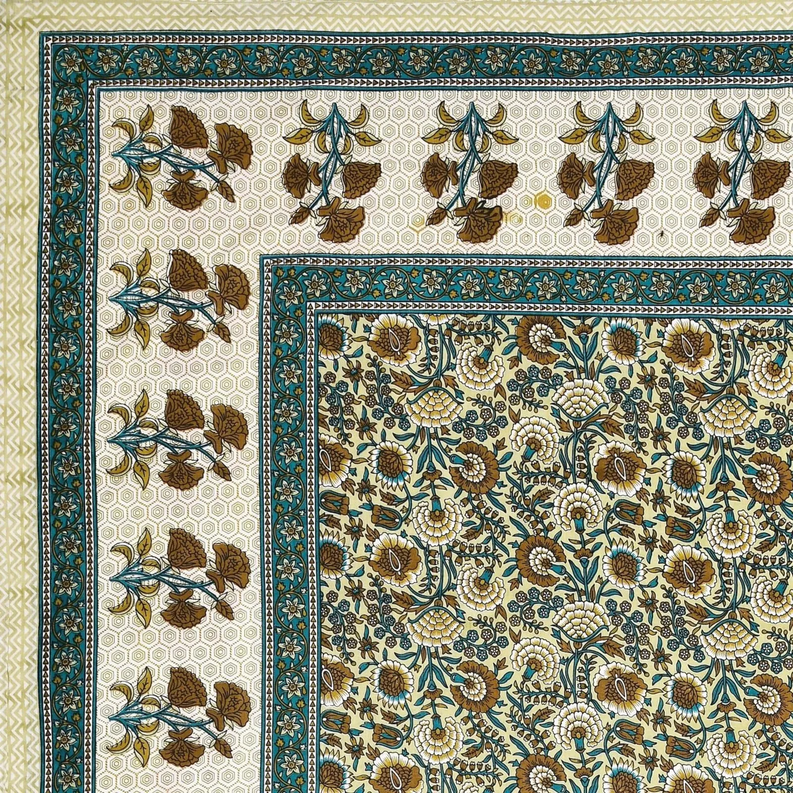 Pure Cotton Jaipuri Bedsheet (Floral, Printed)