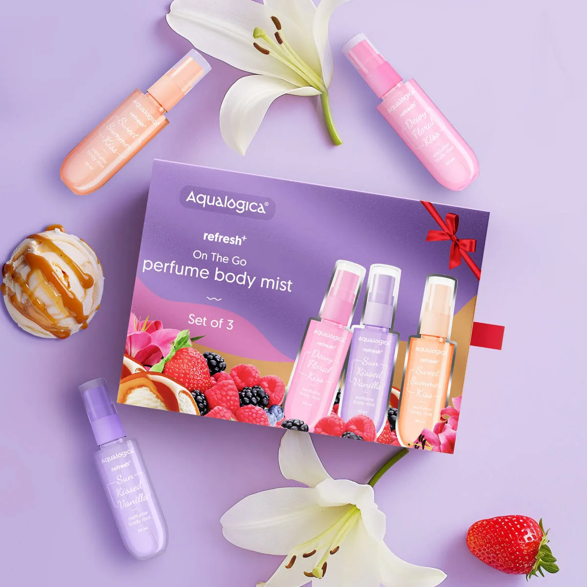 Aqualogica Refresh + On The Go perfume Body Mist Set of 3