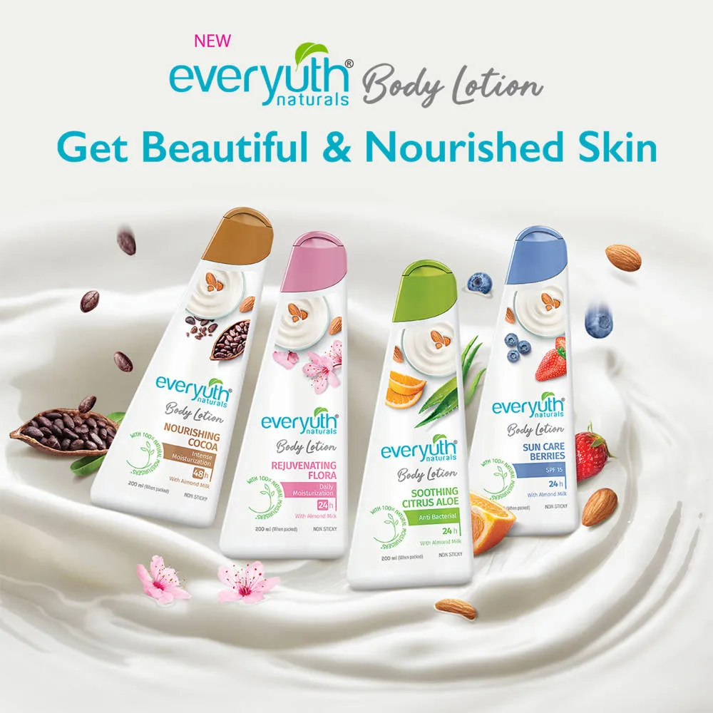 Everyuth Naturals Body Lotion - Nourishing Cocoa with 100% Natural Almond Milk, Non-Sticky