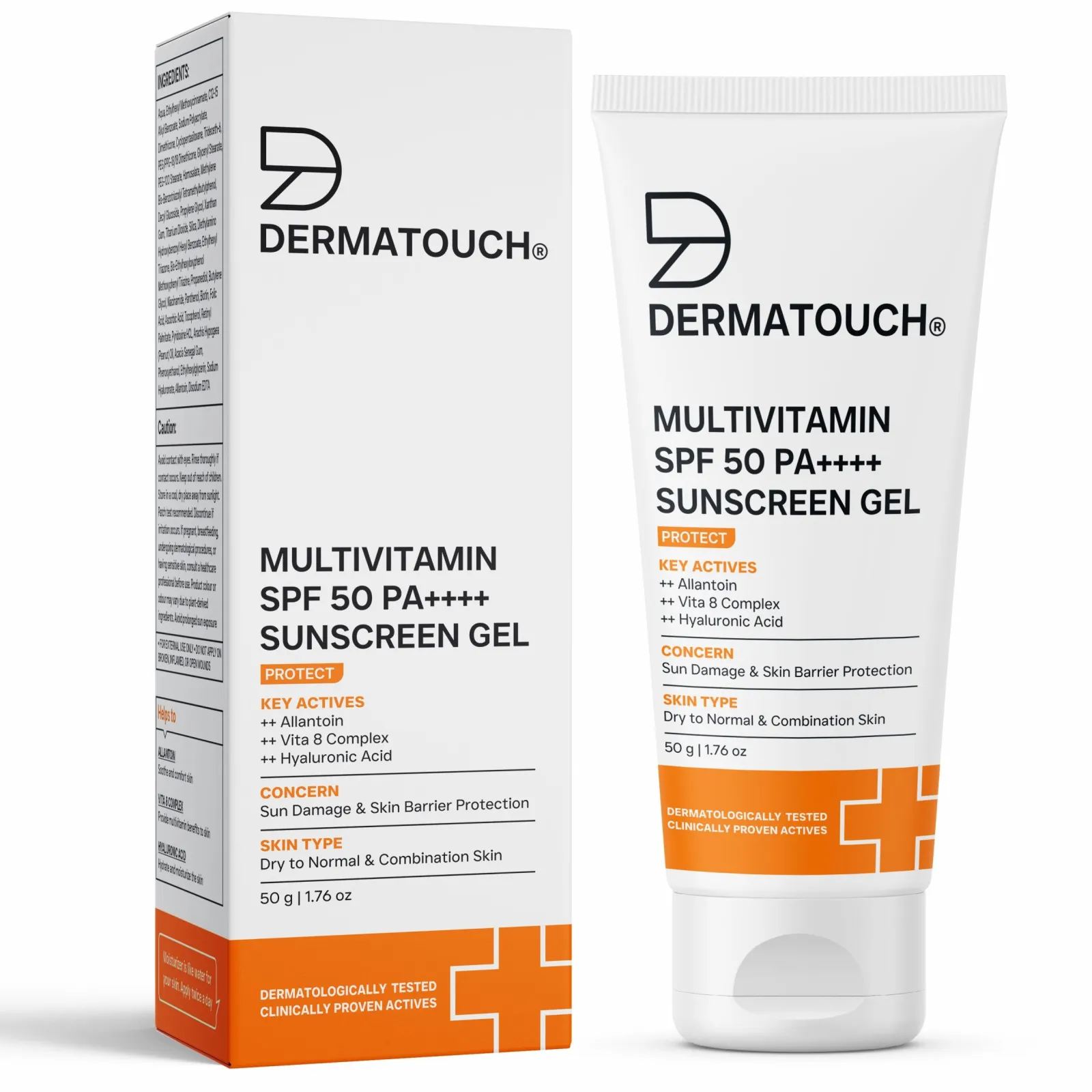 Dermatouch Multivitamin SPF 50 Pa++++ Sunscreen Gel for Sun Damage & Skin Barrier Repair - 50g