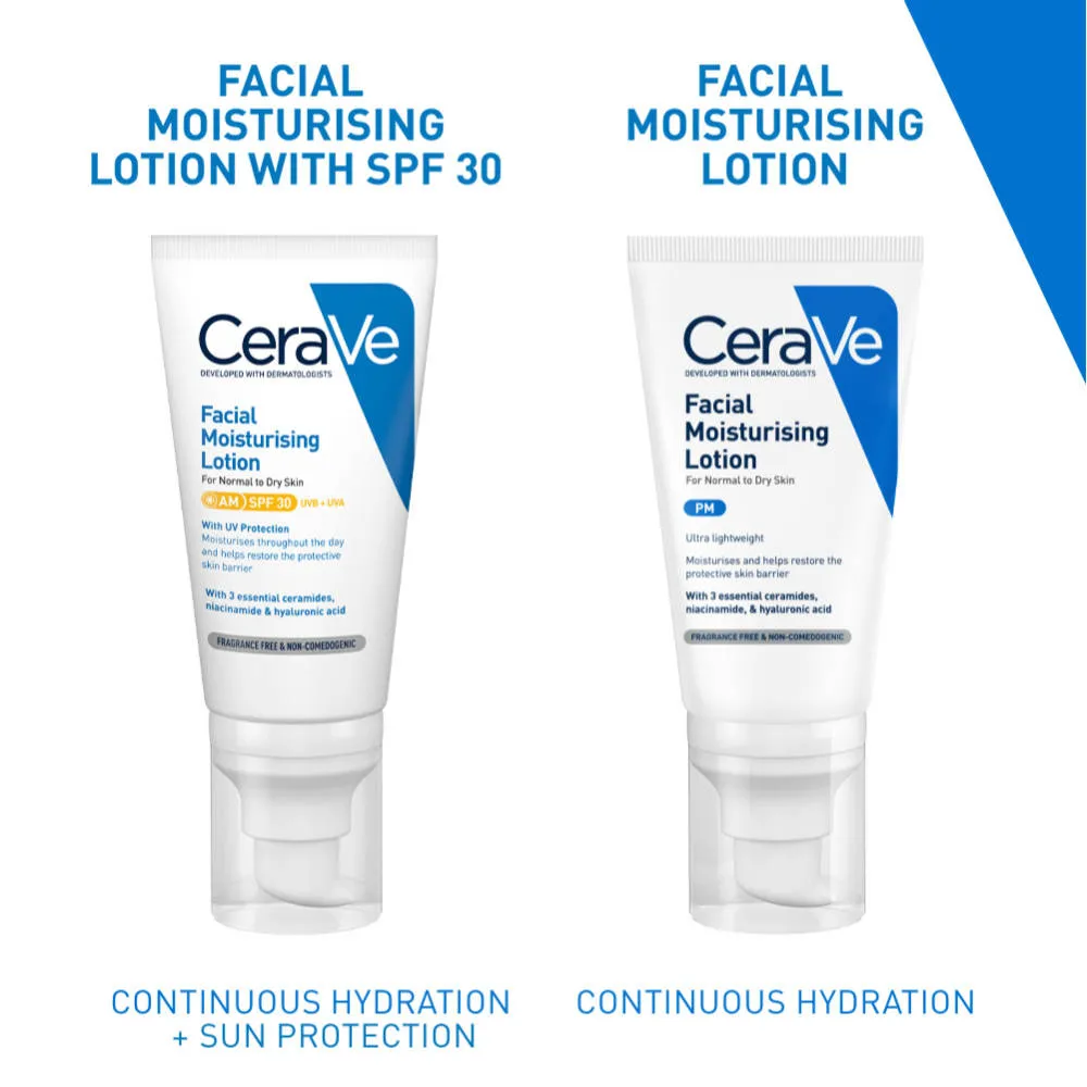 CeraVe AM Facial Moisturizing Lotion With Sunscreen SPF 30 UVB + UVA, Dermatologist