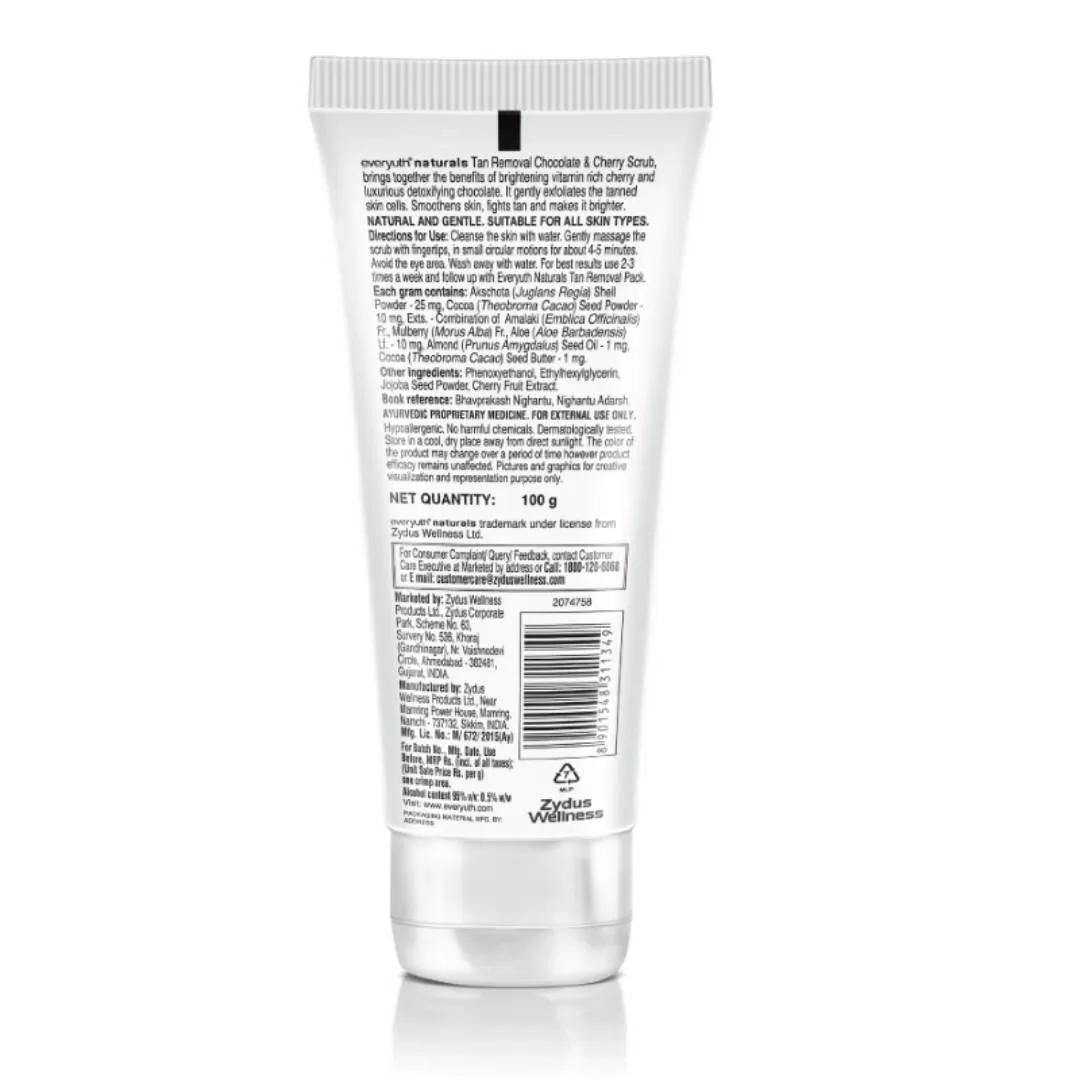 Everyuth Naturals Tan Removal Scrub - Chocolate & Cherry Dtan, Paraben Free