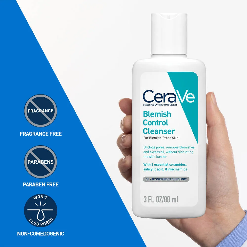 CeraVe Blemish Control Cleanser With 2% Salicylic Acid & Niacinamide For Acne-Prone Skin