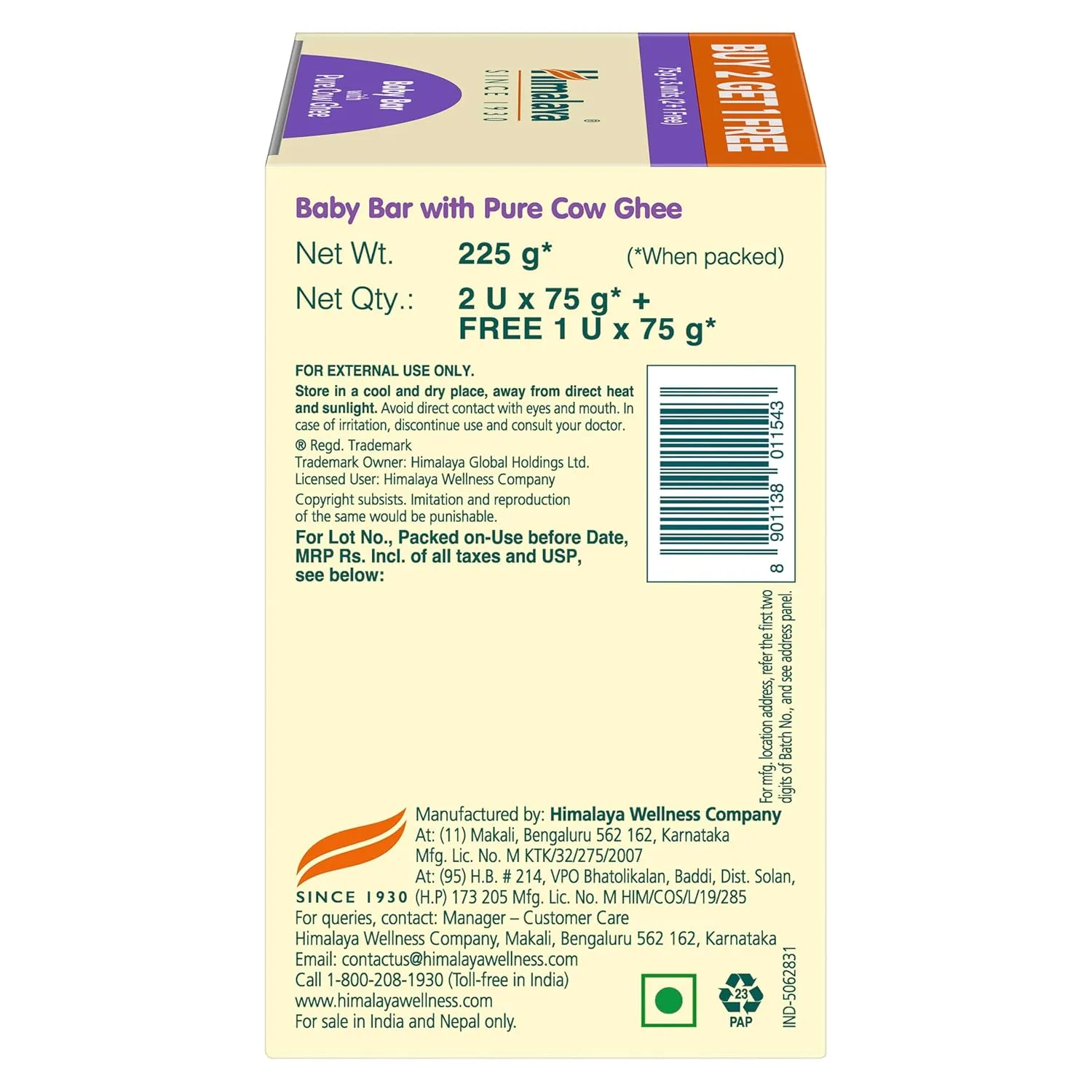 Himalaya Baby Bar With Pure Cow Ghee Buy 2 Get 1 Free