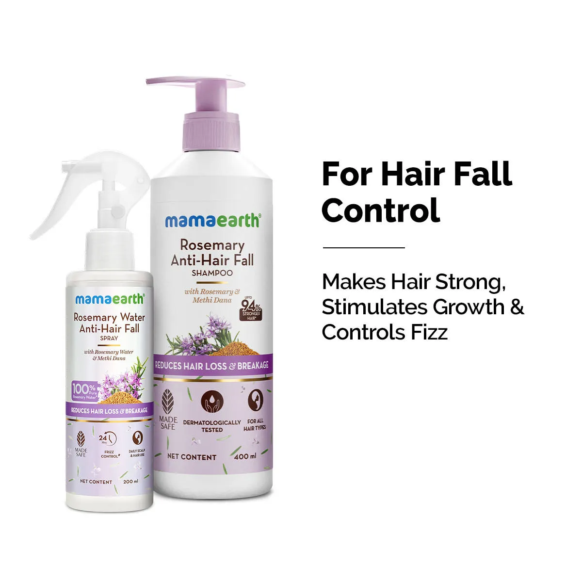 Mamaearth Rosemary Anti-Hair Fall Shampoo & Water Spray Combo Reduces Hair Fall & Strengthens
