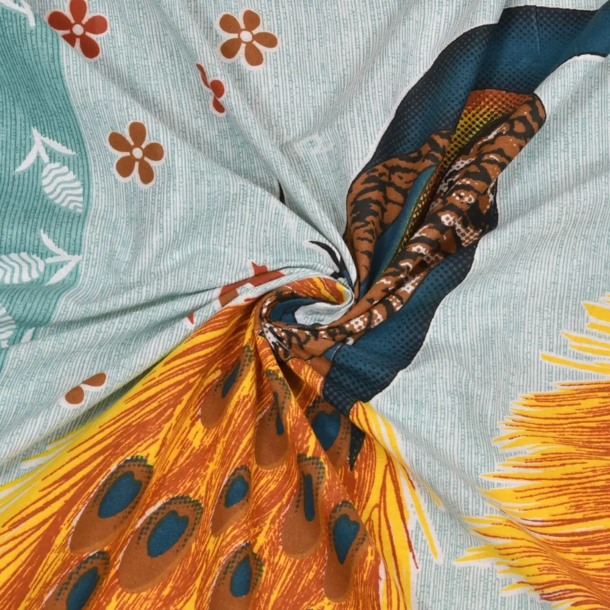 Pure Cotton Jaipuri Bedsheet (Mayur Printed)