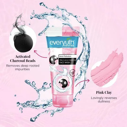 Everyuth Naturals Anti Pollution Pink Clay & Charcoal Face Wash