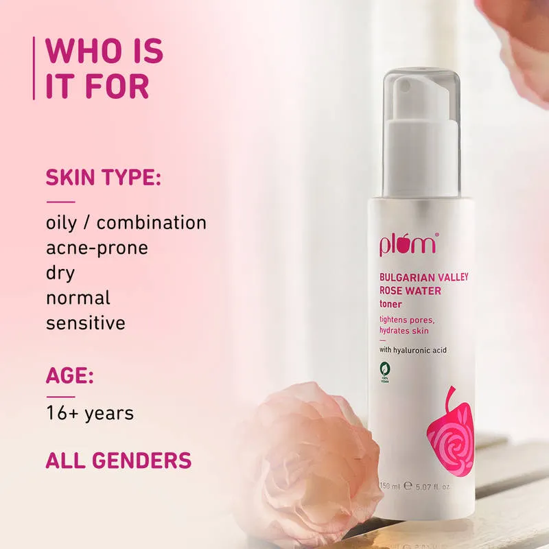 Plum Bulgarian Valley Rose Water Alcohol-Free Spray Toner With Hyaluronic Acid- Hydrates & Refreshes