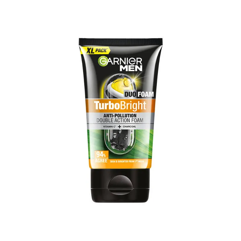 Garnier Men Turbo Bright Anti-Pollution Double Action with Charcoal and Vitamin C Face Wash