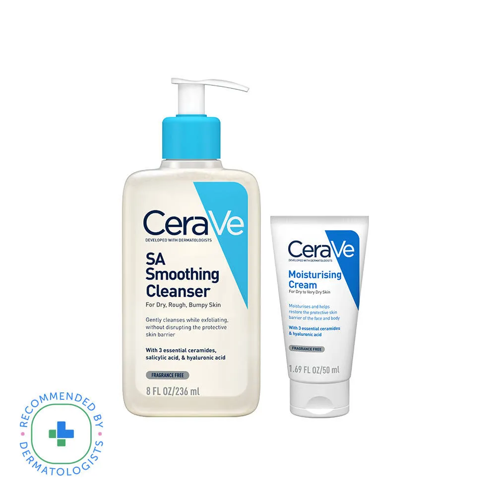 CeraVe Salicylic Acid Face Wash & Barrier Repair Moisturizing Cream for Dry Skin - Pack of 2