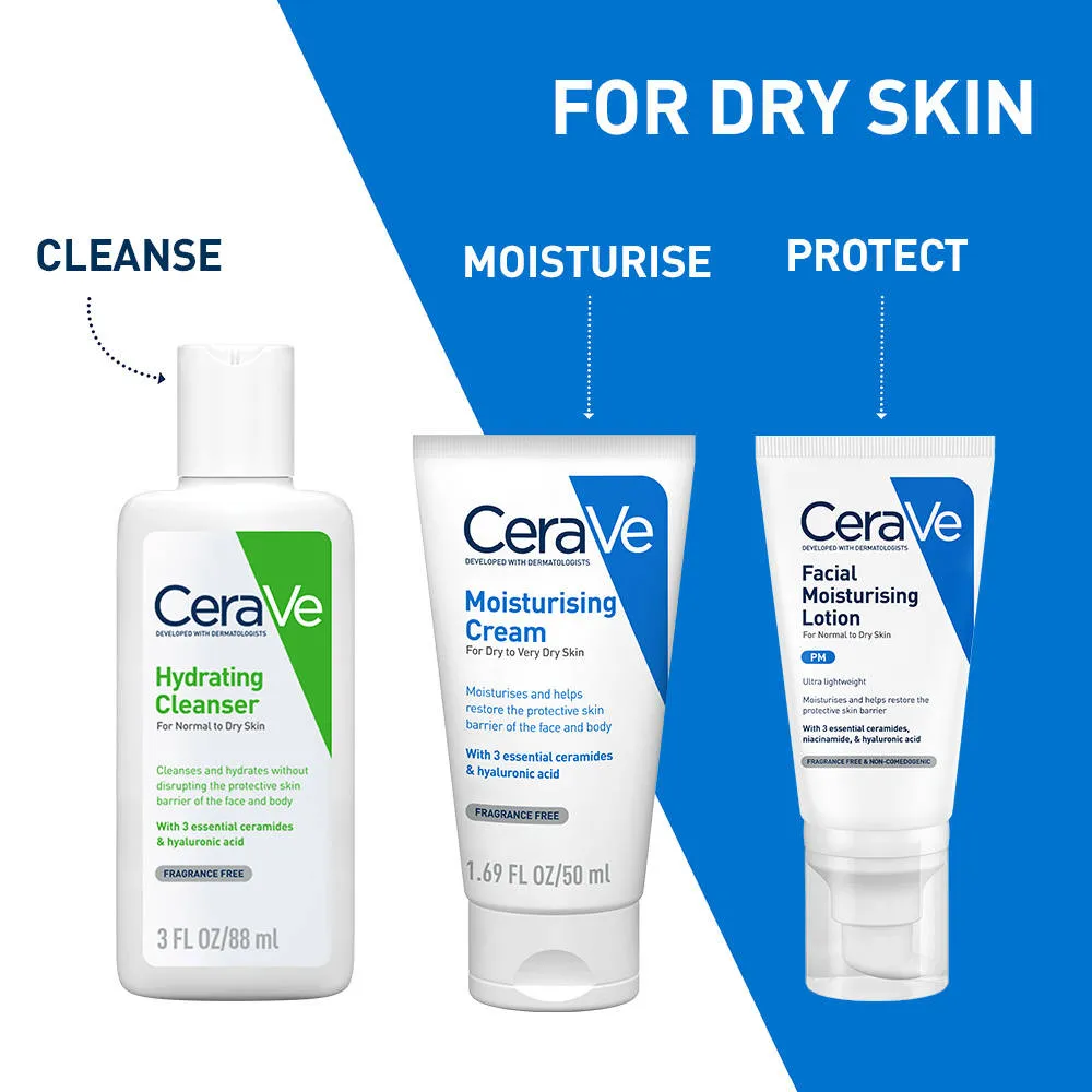 CeraVe Facewash & Moisturizer Combo with Ceramides - Daily Skincare Routine for Normal To Dry Skin