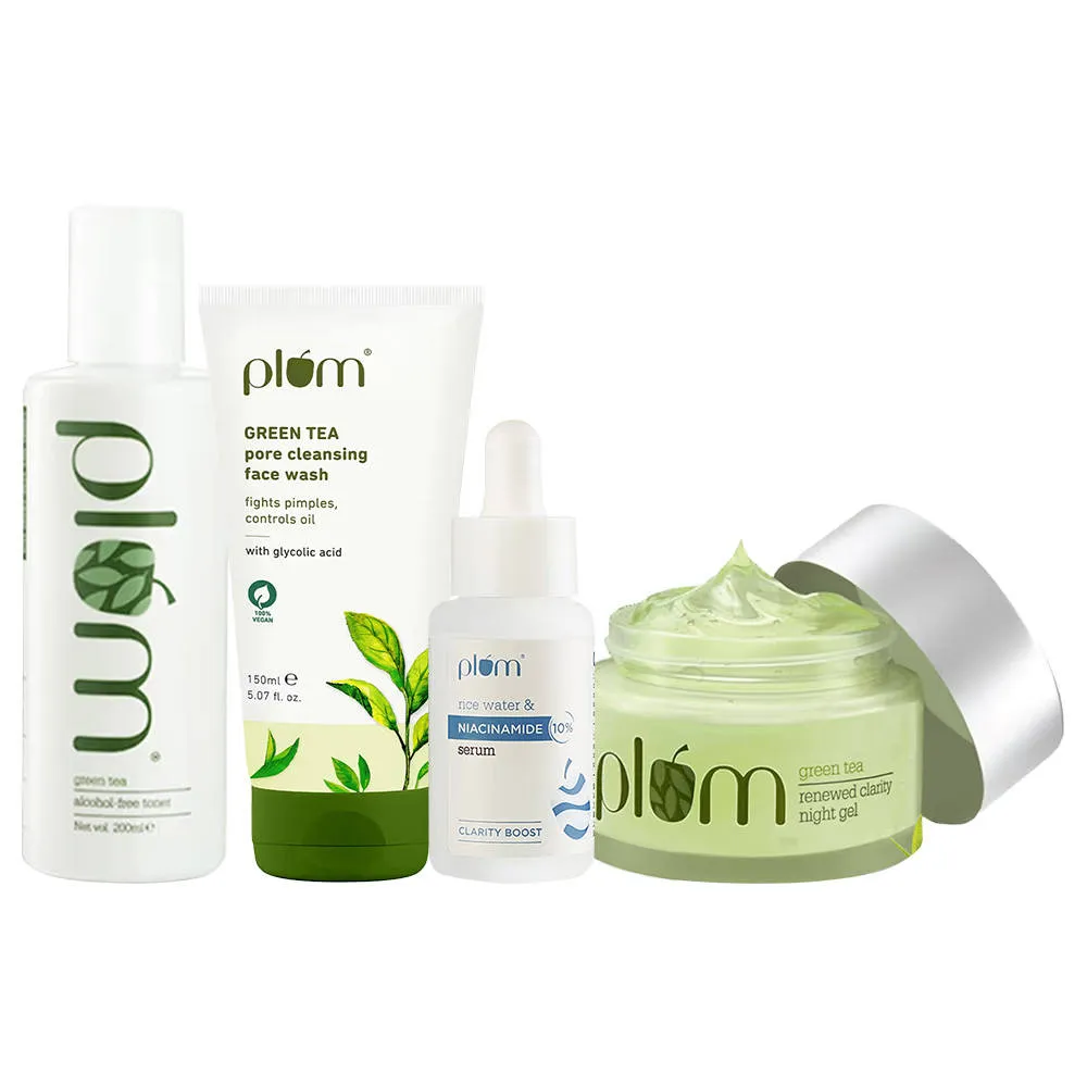 Plum Green Tea & Niacinamide Acne Fighting Night Routine Combo