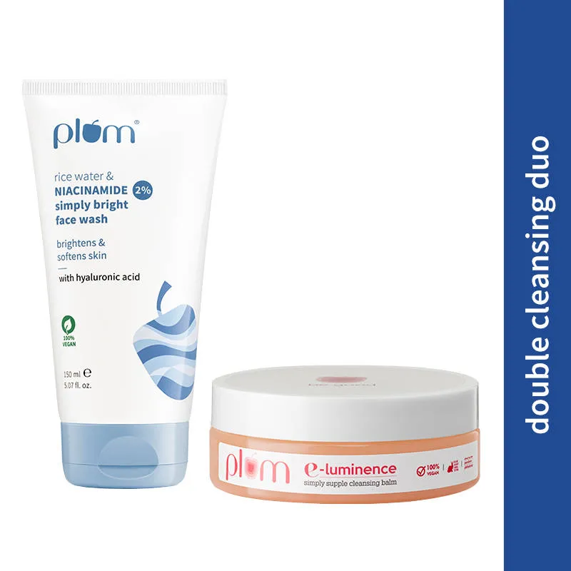 Plum E-Luminence Cleansing Balm and 2% Niacinamide and Rice Water Face Wash