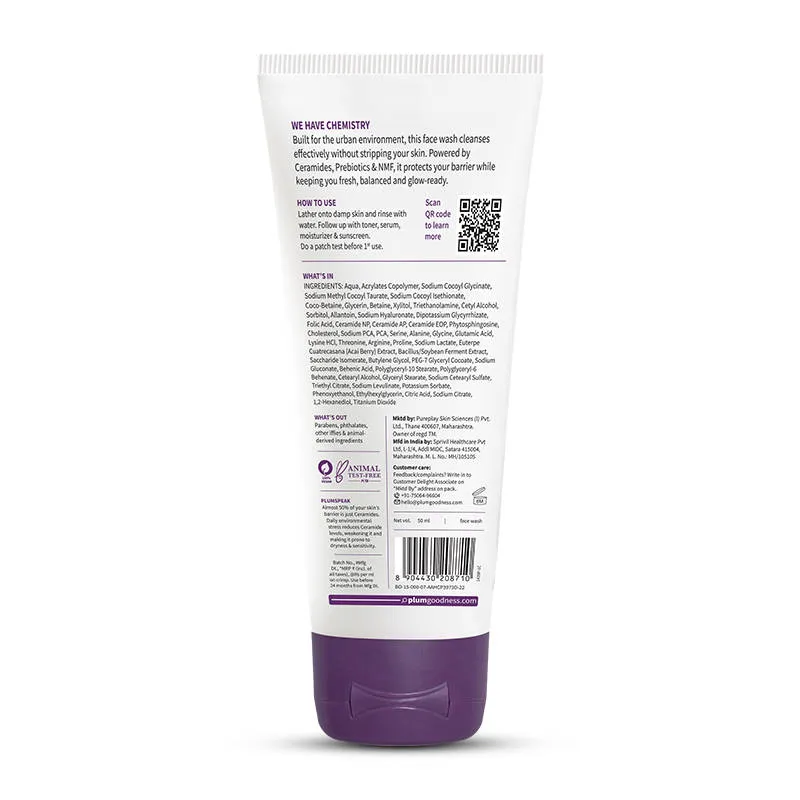 Plum Cerasense Barrier Repair Hydrating Face Wash With Ceramides For Dry, Sensitive Skin
