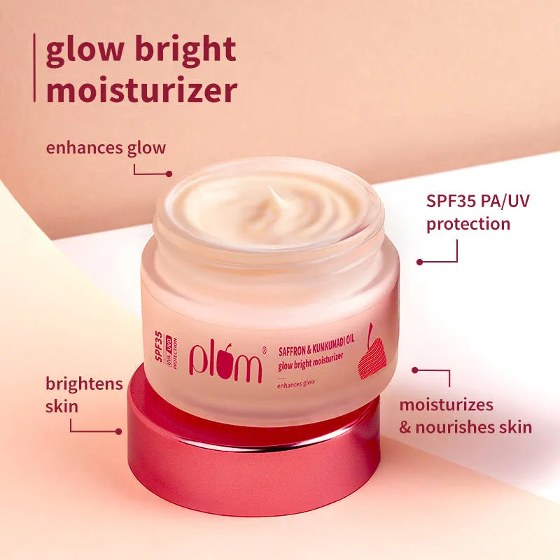 Plum CSM Combo - Saffron Face Wash, Saffron Moisturizer and Niacinamide and Rice Water SPF Sunscreen